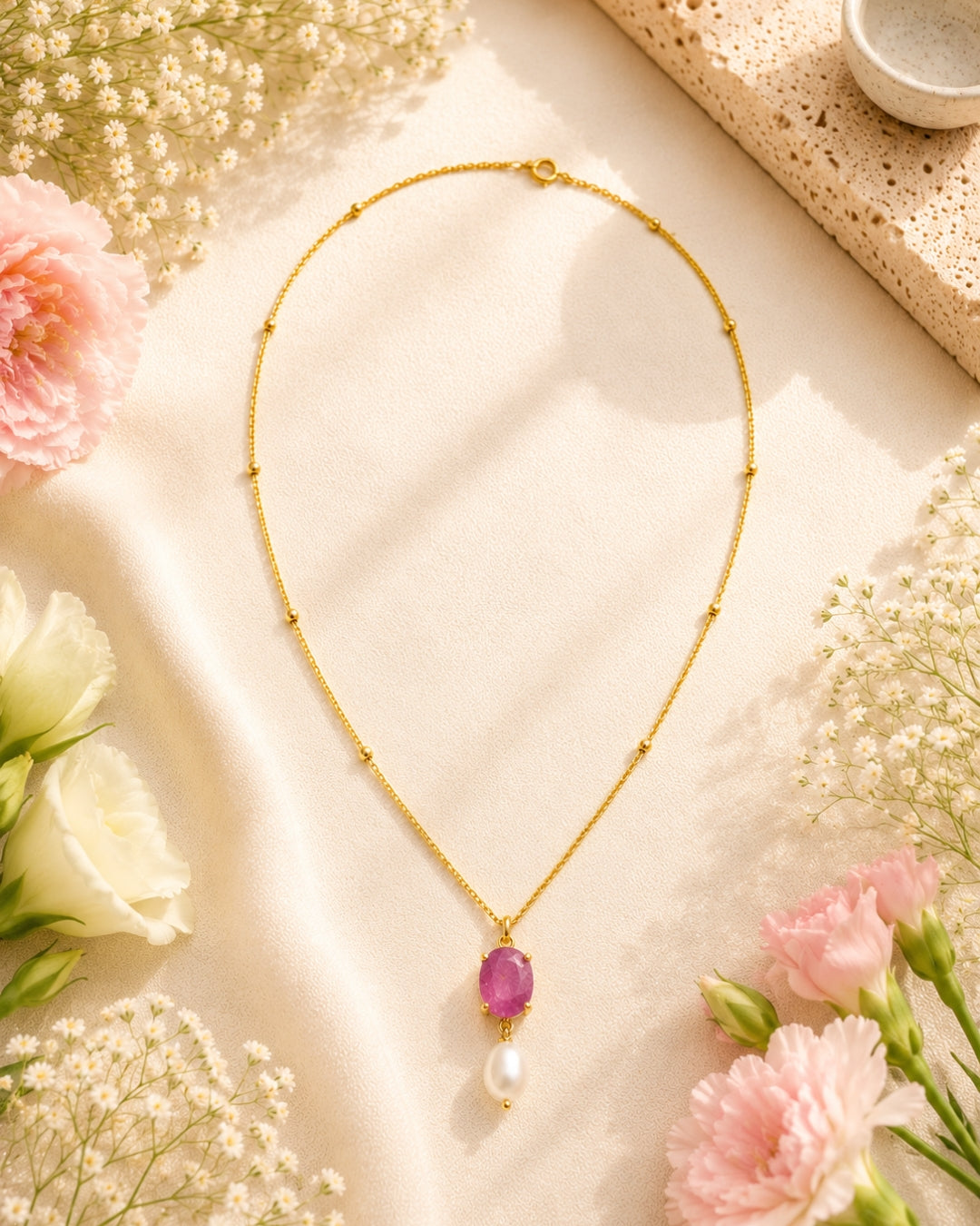 Rosé Pearl Necklace