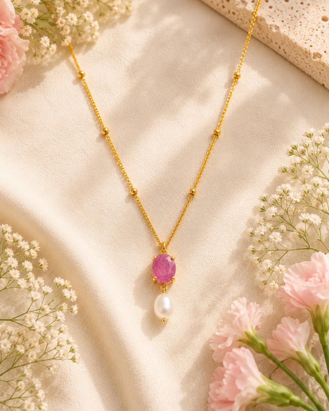 Rosé Pearl Necklace