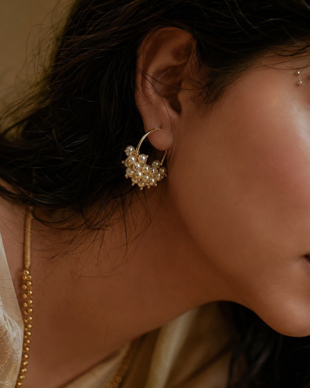 Dewdrop Pearl Hoops