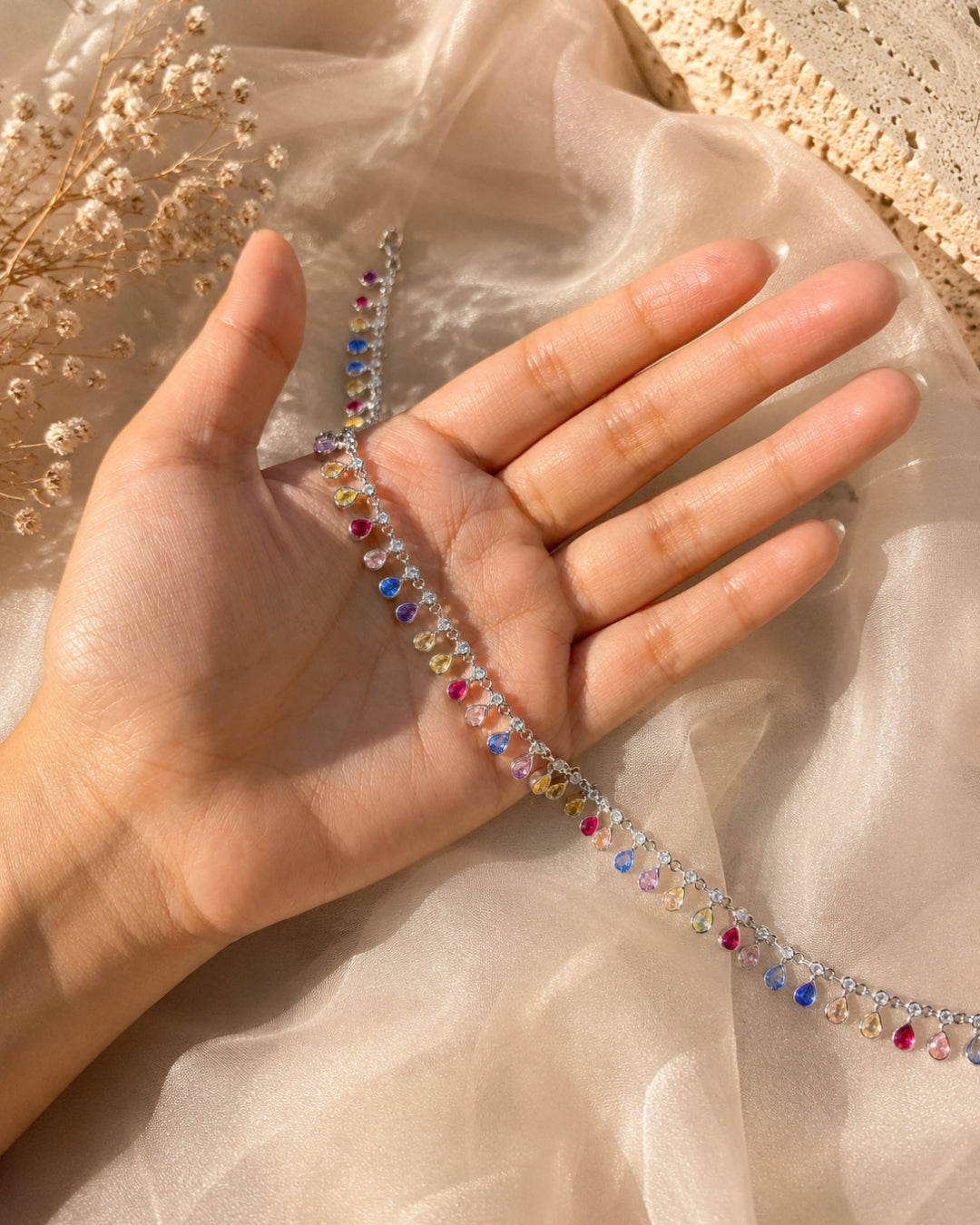 Rainbow Drop Anklet