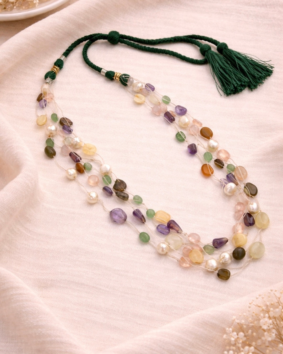 Mosaic Gem & Pearl Necklace