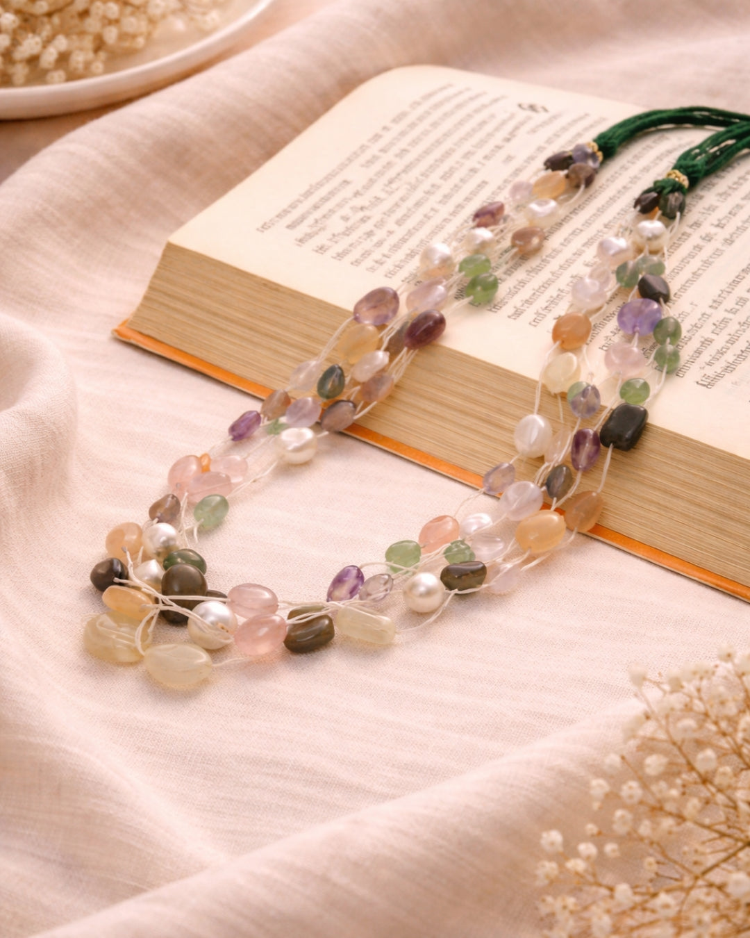 Mosaic Gem & Pearl Necklace