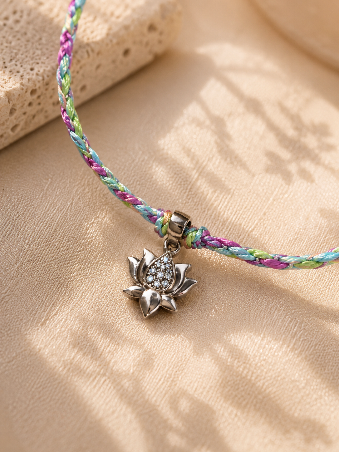 925 Silver Lotus Pendant Rakhi